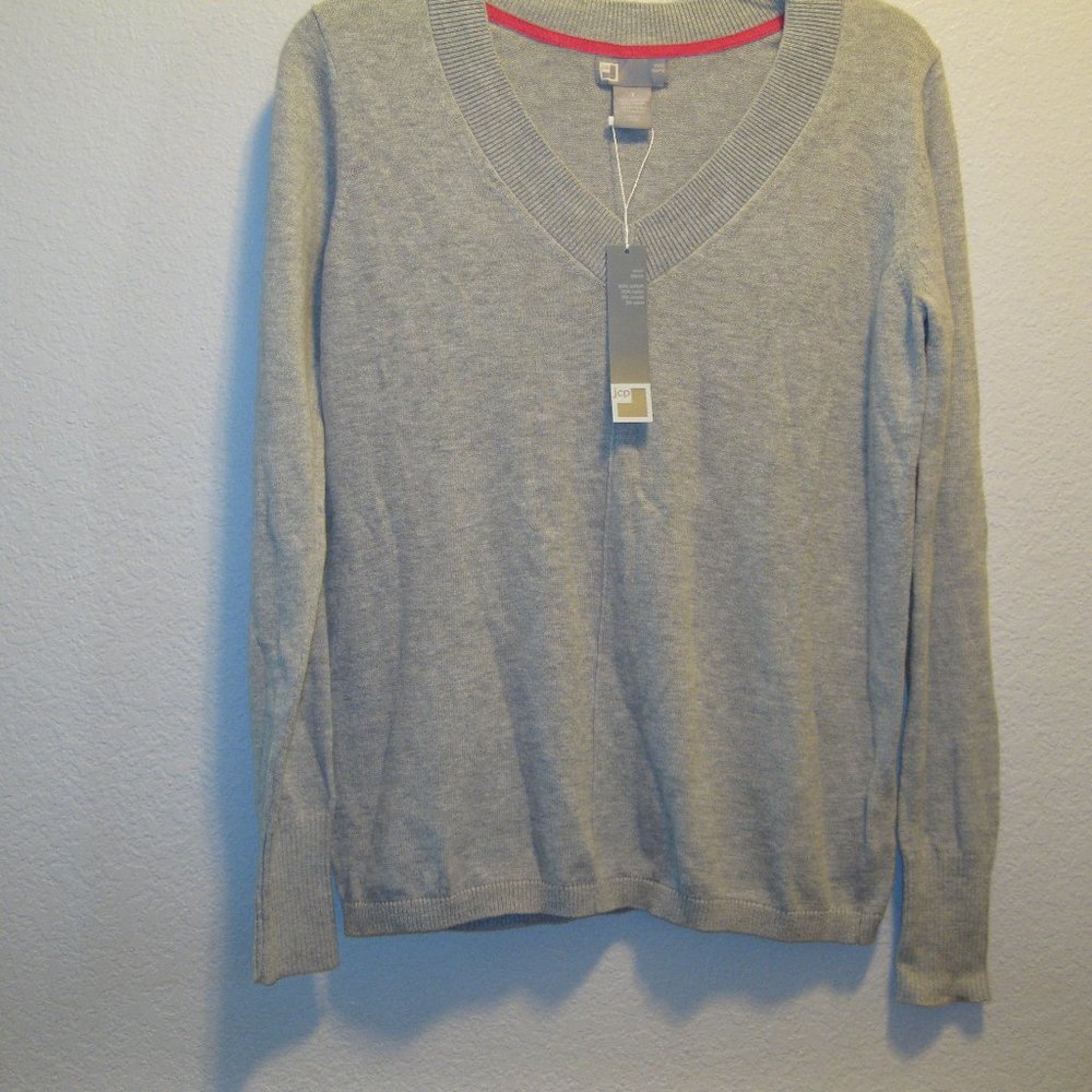 JCP Women Top Sweater -- Small -- Heather Grey -- New with Tag -- S